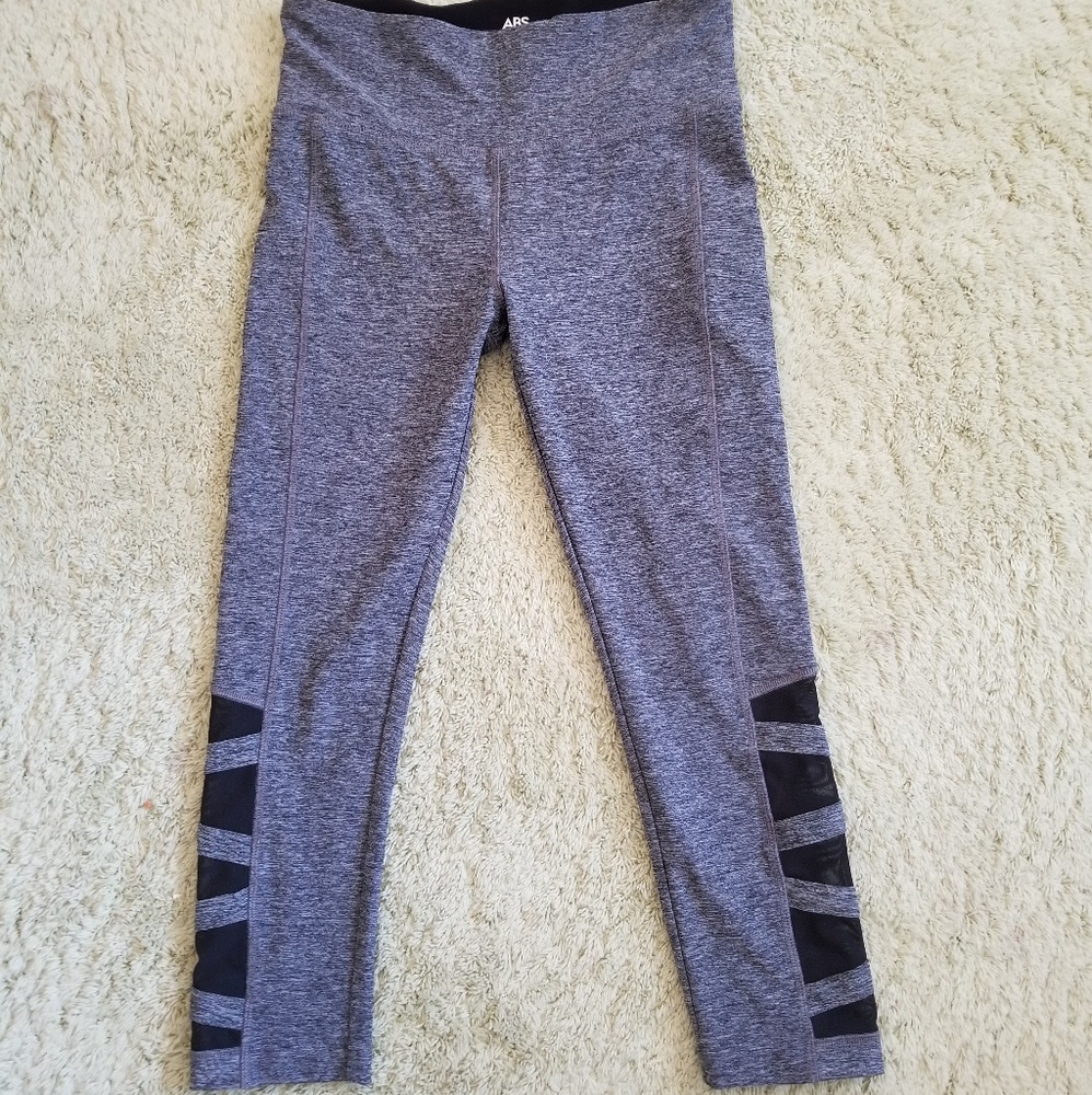 Mesh Cut Out Heathered Gray Yoga Pants